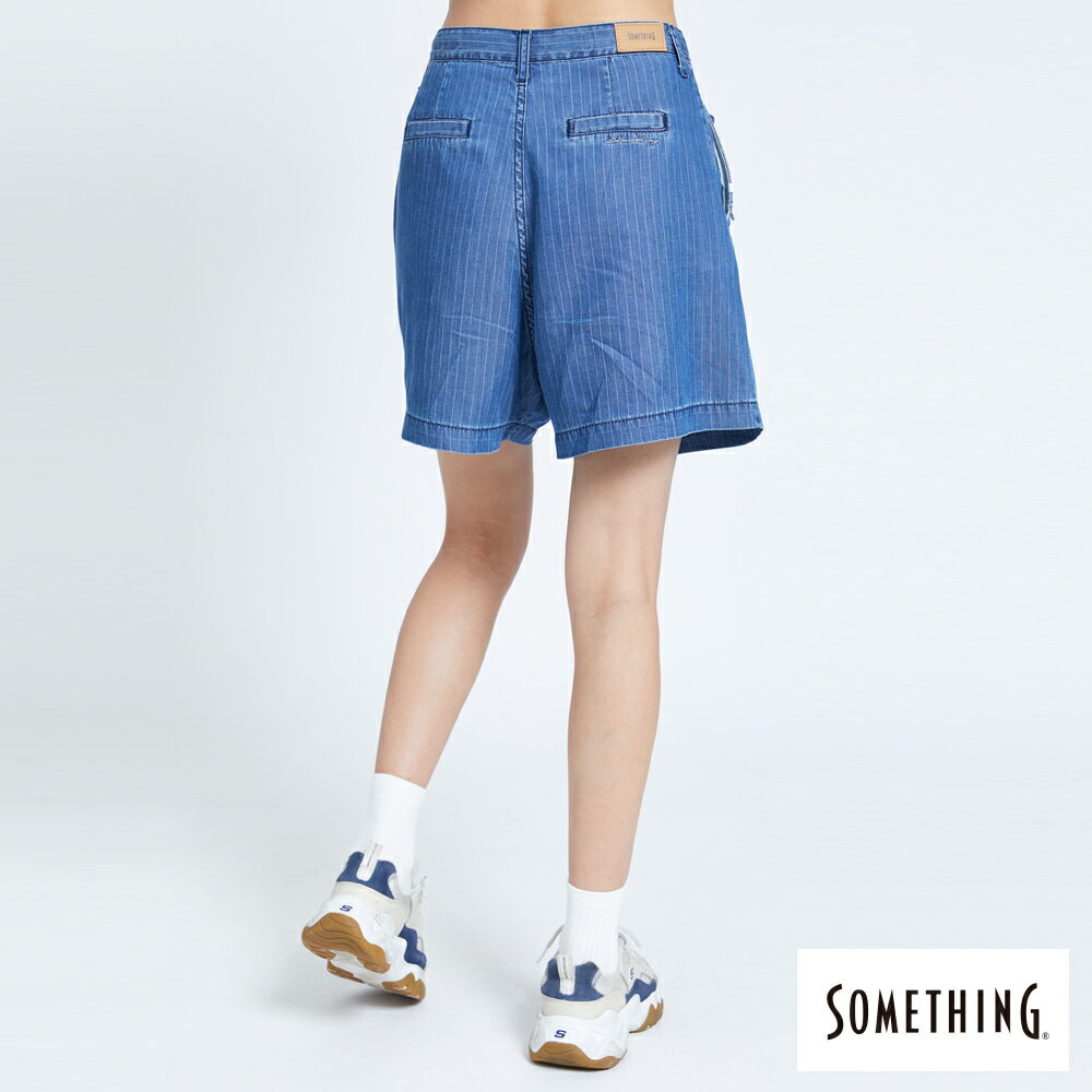 SOMETHING NEO FIT 袋蓋打摺條紋五分褲-女款 拔洗藍 SHORTS 2