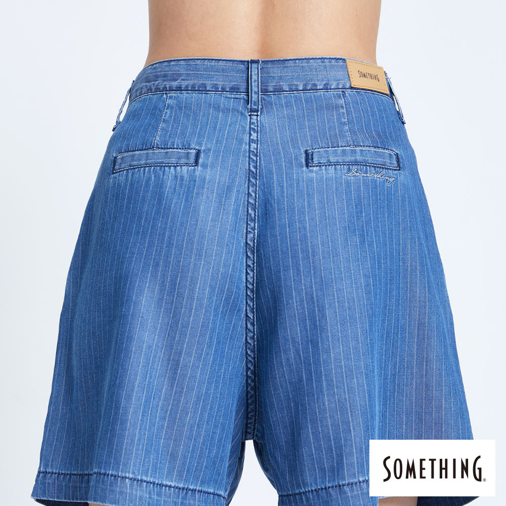 SOMETHING NEO FIT 袋蓋打摺條紋五分褲-女款 拔洗藍 SHORTS 7