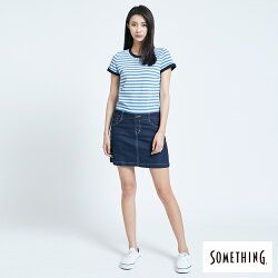 新品↘SOMETHING 異素材剪接 連身短裙-女款 漂淺藍