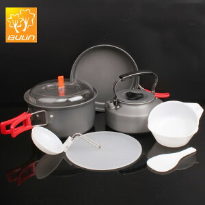 步林戶外野營野炊便攜式套鍋燒水壺2-3人鋁合金硬質餐具套鍋