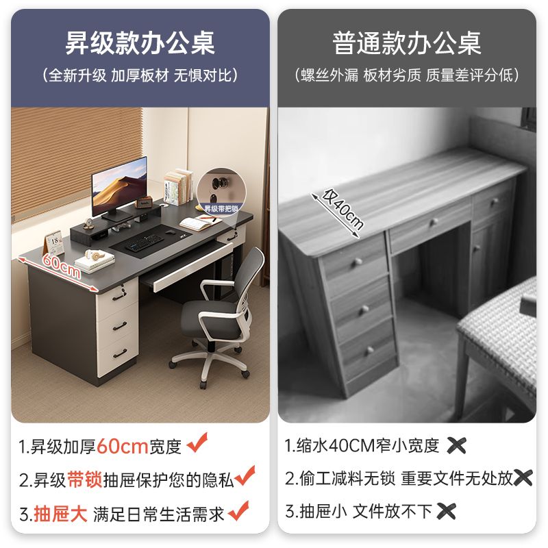 【台灣公司 超低價】電腦桌臺式抽屜書桌家用簡約寫字現代寫字臺辦公輕奢桌子桌椅臥室 6