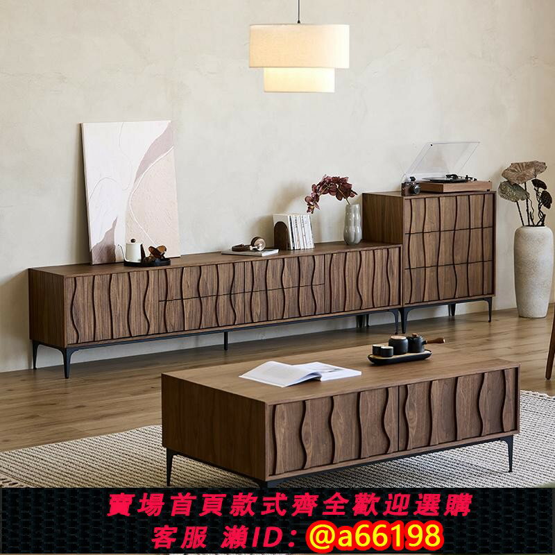 【臺灣公司 可開發票】中古風電視櫃簡約現代收納櫃家用落地展示櫃儲物櫃組合款客廳