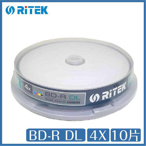 【最高22%點數】錸德 Ritek BD-R DL 4X 可印 BD 光碟10片桶裝 藍光片 可印片【限定樂天APP下單】