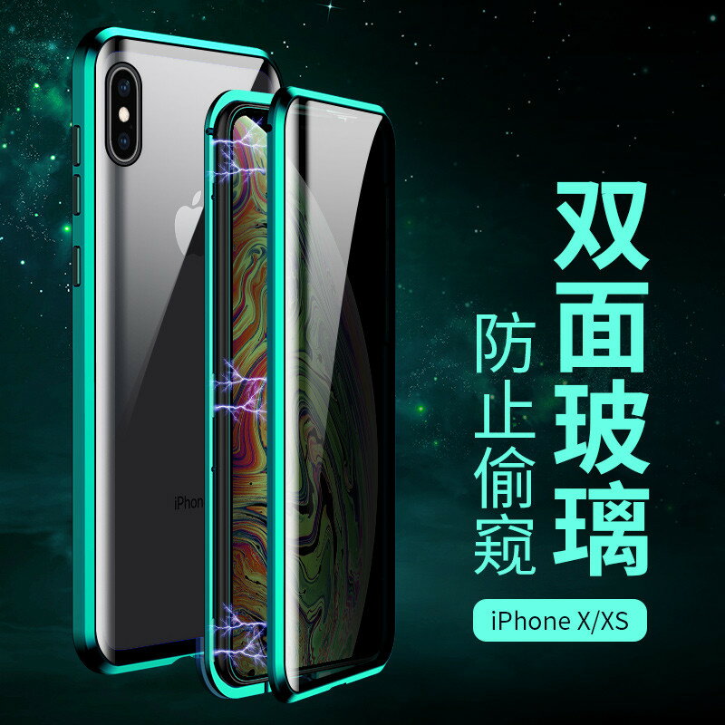 適用於蘋果X手機殼8X防偷窺iPhoneXS金屬磁吸XSMAX全包xr雙面玻璃
