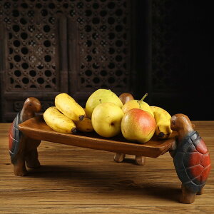 泰國實木烏龜造型托盤泰式果盤家用東南亞創意家居長方形水果盤