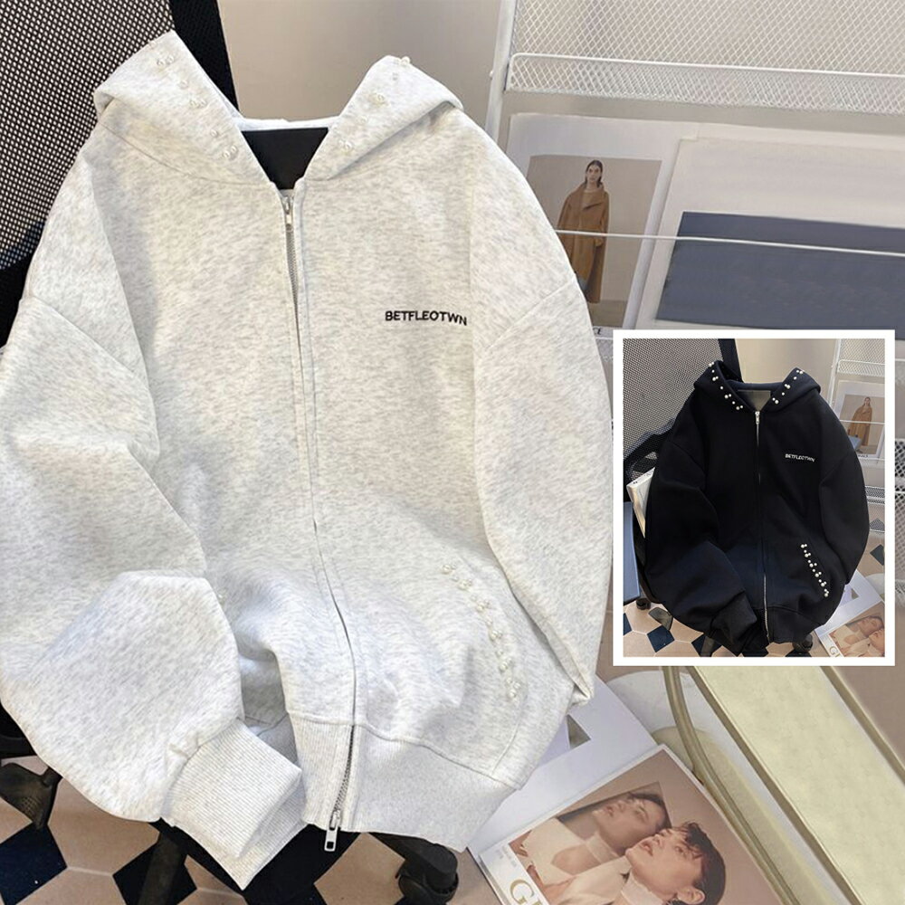 ＊ORead＊學院風連帽刺繡衛衣外套(2色M~2XL)