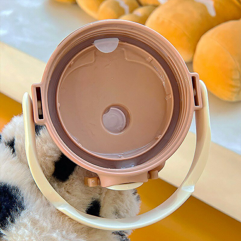 網紅款卡哇伊熊塑膠水瓶帶吸管便攜帶可愛兒童水瓶女孩夏季大容量泡茶杯 可當手機支架塑膠杯子 7