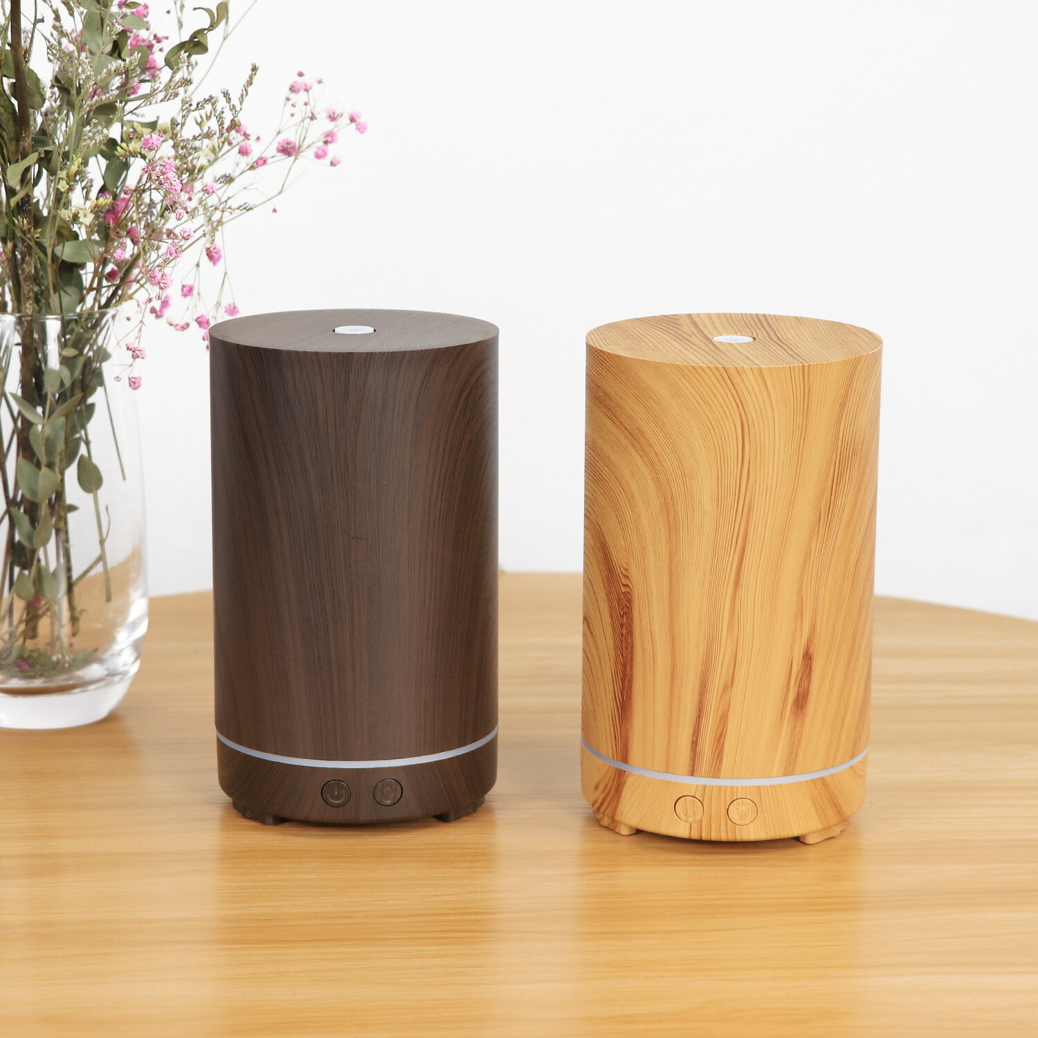 新款創意竹子加濕器家用200ML迷你木紋桌面七彩香薰機加濕器廠家