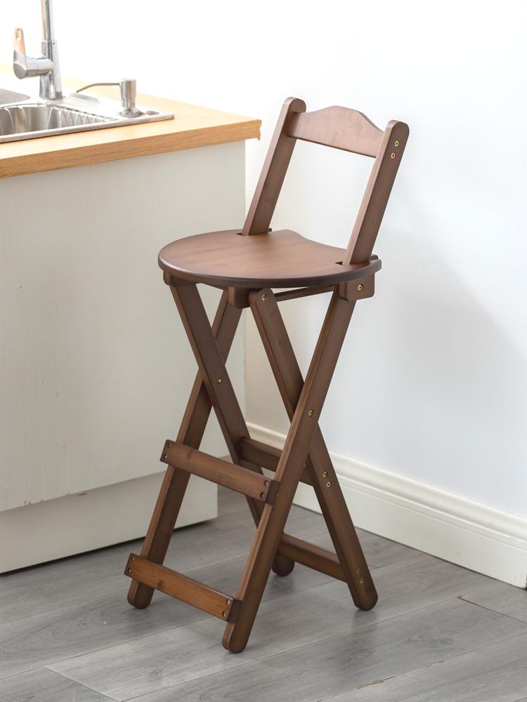 椅子 實木折疊高凳高腳凳子靠背椅高馬扎凳家用省空間便攜式餐椅吧臺椅 夏洛特居家名品