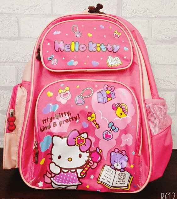 大賀屋 日貨 HELLO KITTY 書包 後背包 旅行包 上學包 兒童背包 書包 護脊書包 正版 L00011265