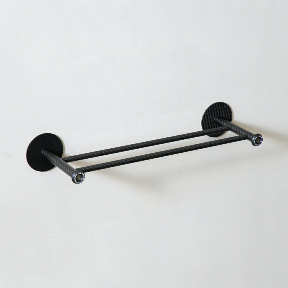 【居家生活】C12 碳纖維免打孔無痕經典雙桿毛巾架 35cm 3