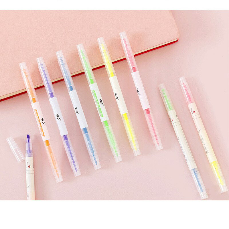 雙頭螢光筆【E018】台灣出貨 居家  螢光筆 雙頭 記號筆 畫重點 文具 魔術螢光筆 糖果色筆 筆 禮品贈品 4