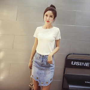 FINDSENSE G5 韓國時尚 夏季 修身 彈力 短袖 T恤 純白色 百搭 打底衫 上衣