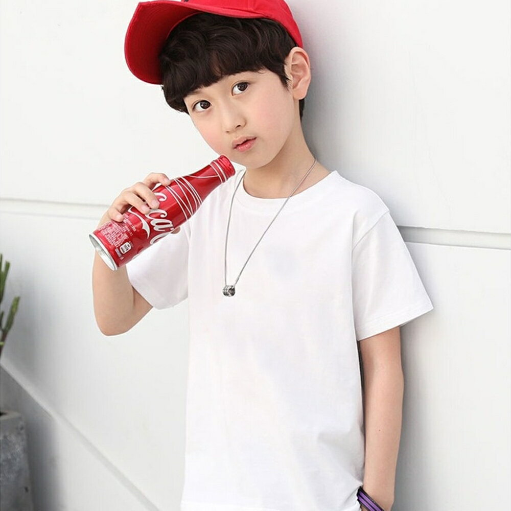 Baby童衣 兒童夏季短袖T-Shirt 男女童白色短袖圓領上衣 兒童短T恤 韓版百搭上衣 89132
