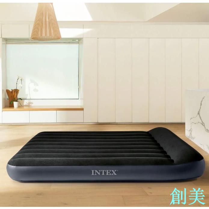 INTEX植絨雙人充氣床墊單人氣墊床午休折疊床便攜式充氣床-創美