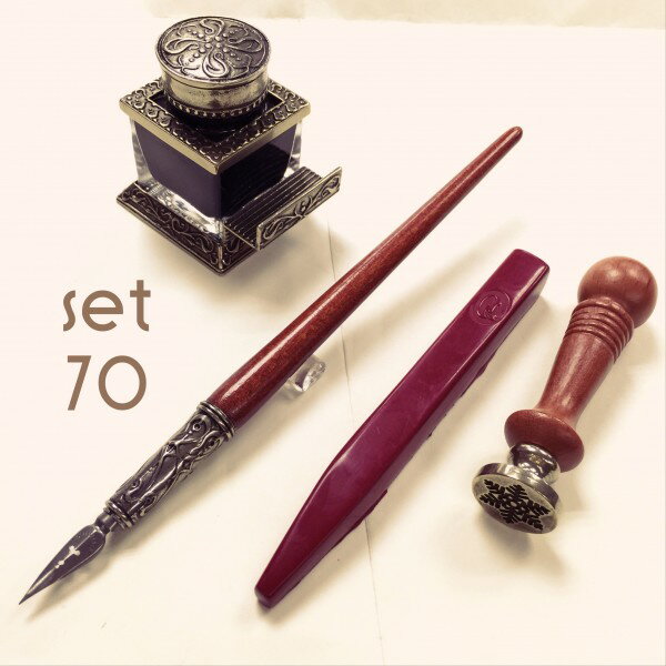 Bortoletti - Wood and Bronze Dip Pen Calligraphy Set