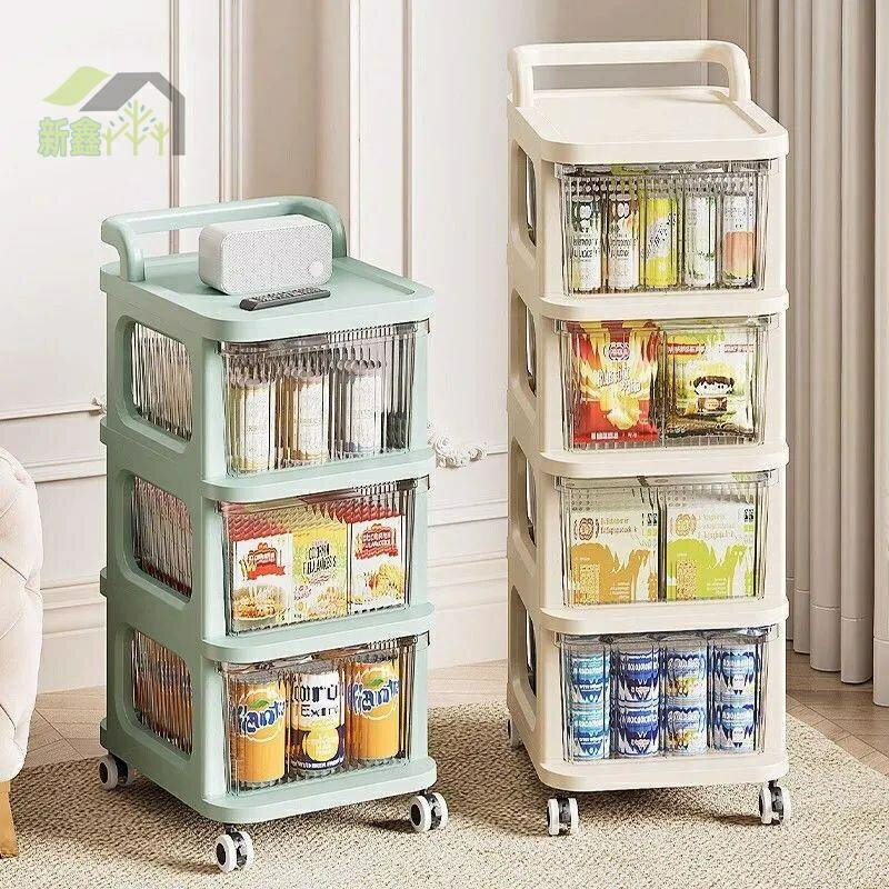 ∏奶油風收納柜小推車嬰兒置物架抽屜式零食柜可移動寶寶玩具收納架