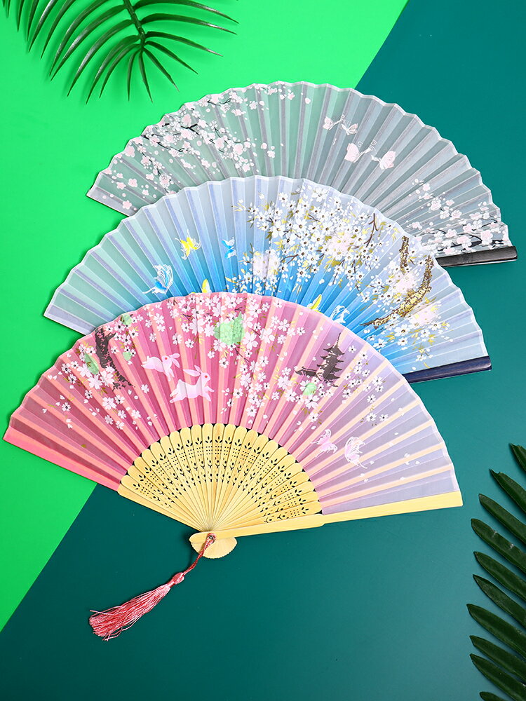 扇子 扇子摺扇古風中國風女式漢服旗袍舞蹈兒童學生夏日隨身折疊小巧扇【MJ17216】
