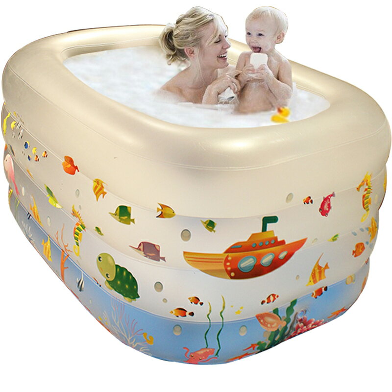 泡澡桶 遊泳池家用折疊加厚保溫寶寶戲水池兒童充氣洗澡桶成人泡澡桶