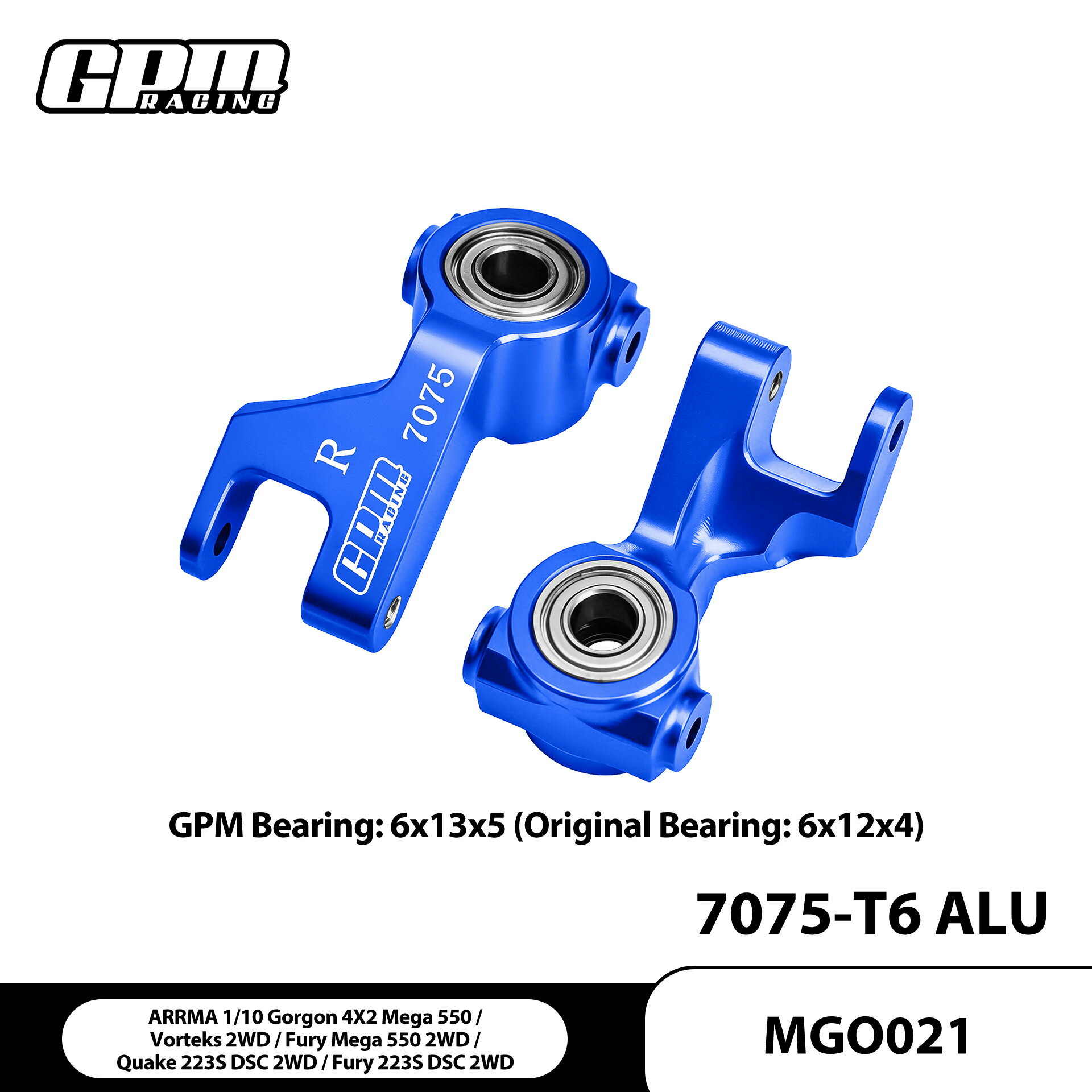 四驅車 ARRMA 110 GORGON 4X2 鋁合金7075前轉向杯（加大軸承）