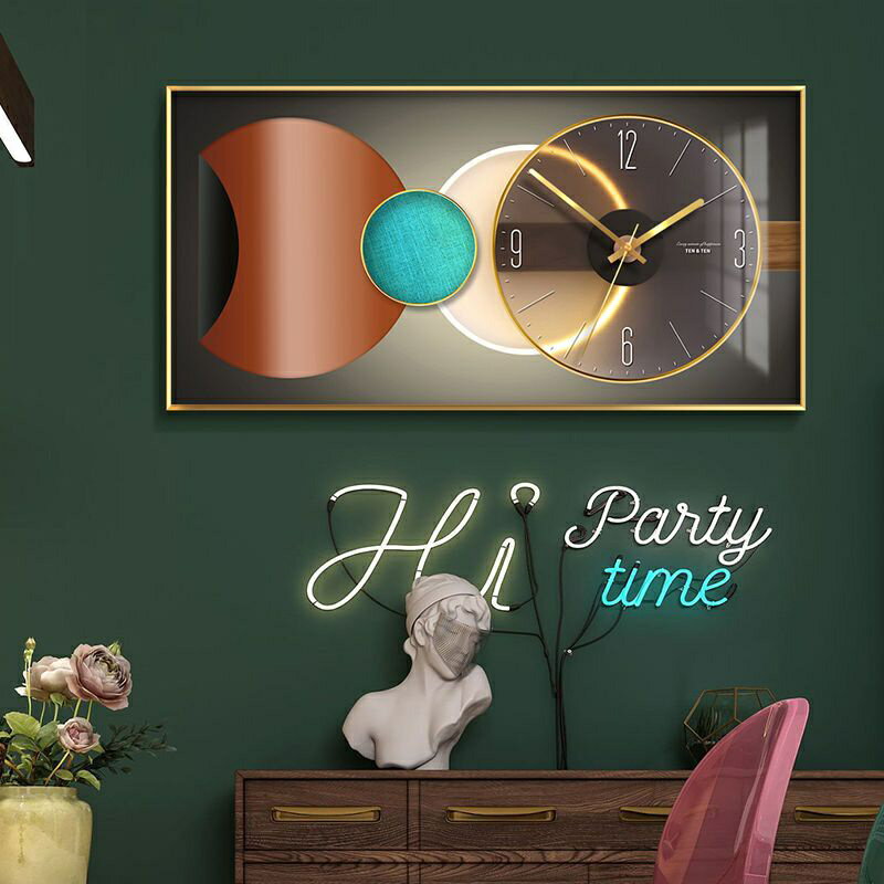 優樂悅~輕奢裝飾鐘畫現代家用簡約時尚創意客廳掛鐘靜音時鐘掛墻鐘表