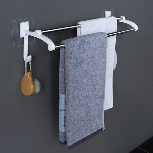 蒐藏家-免打孔浴室雙桿毛巾架 (40cm) 不銹鋼浴巾架