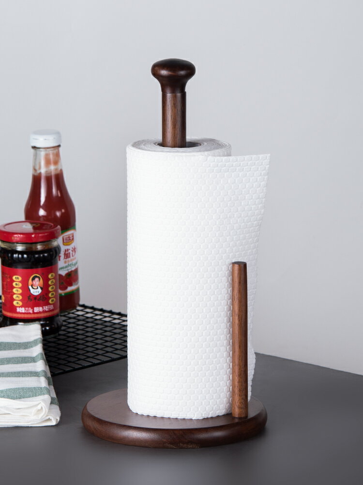 加高廚房紙巾架木質吸油卷紙底座創意免打孔用紙架子立式保鮮膜架