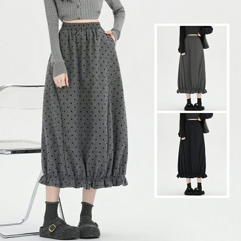 ＊ORead＊毛呢半身裙花苞燈籠裙(3色S~XL)