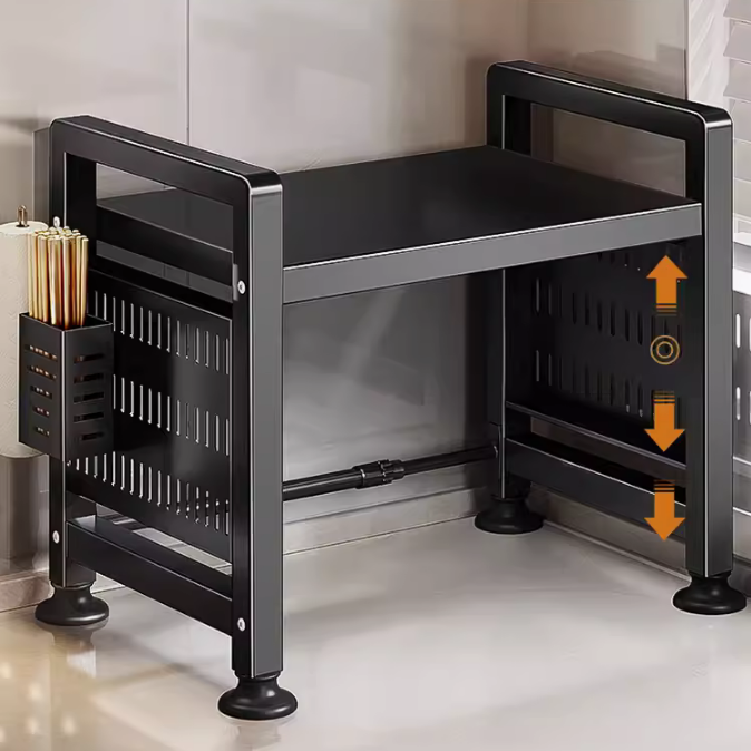 可伸縮廚房置物架 微波爐烤箱架子 家用 雙層台面桌面電飯鍋收納支架