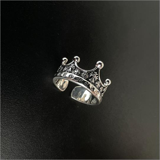 2.11小寶上新s925純銀復古十字皇冠開口戒指女設計小眾輕奢冷淡風
