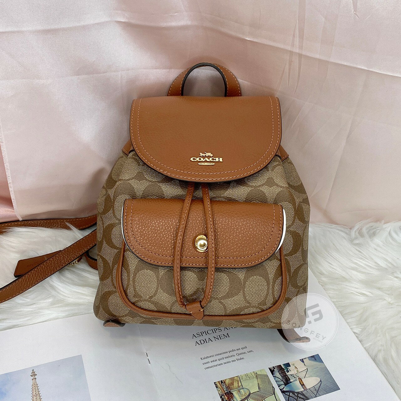 美國代購  台灣現貨 Coach 滿版 小後背【送禮精選★APP下單點數4倍送】