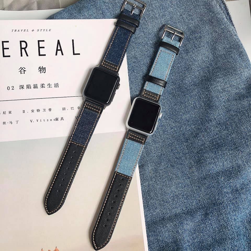 真皮牛仔拼接風APPLE WATCH錶帶