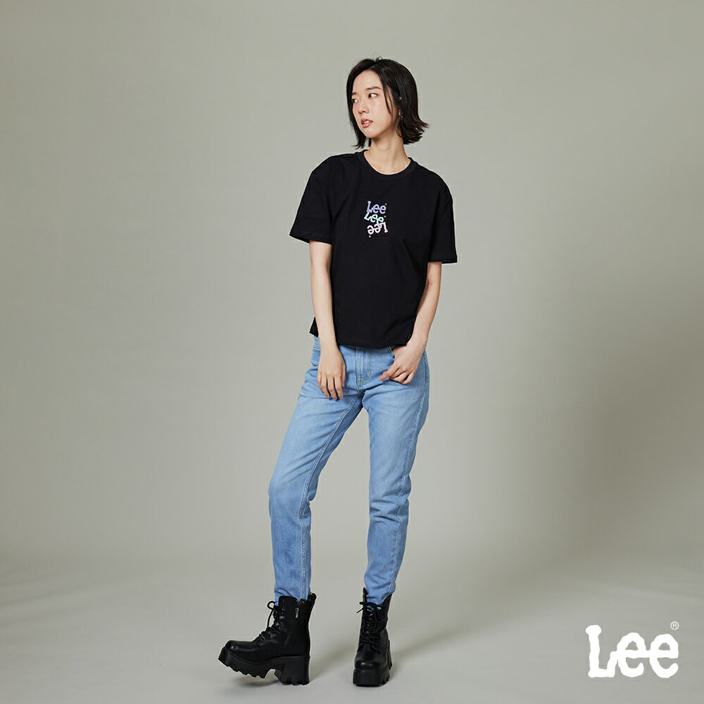 Lee 401 彈性中腰標準小直筒牛仔褲 女 淺藍洗水 LB417058895