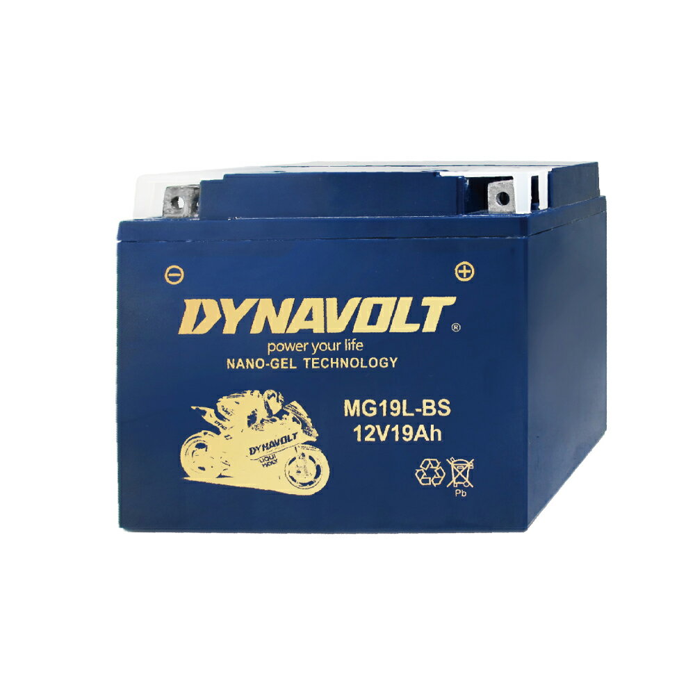 【DYNAVOLT 藍騎士】MG19L-BS - 12V 19Ah - 機車奈米膠體電池/電瓶/二輪重機電池 - 與YUASA湯淺YB16L-B同規格
