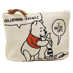 維尼 小豬 米白黃 編織 兩色 帆布 筆袋/化妝袋/收納包 日貨 迪士尼 正版授權J00012775
