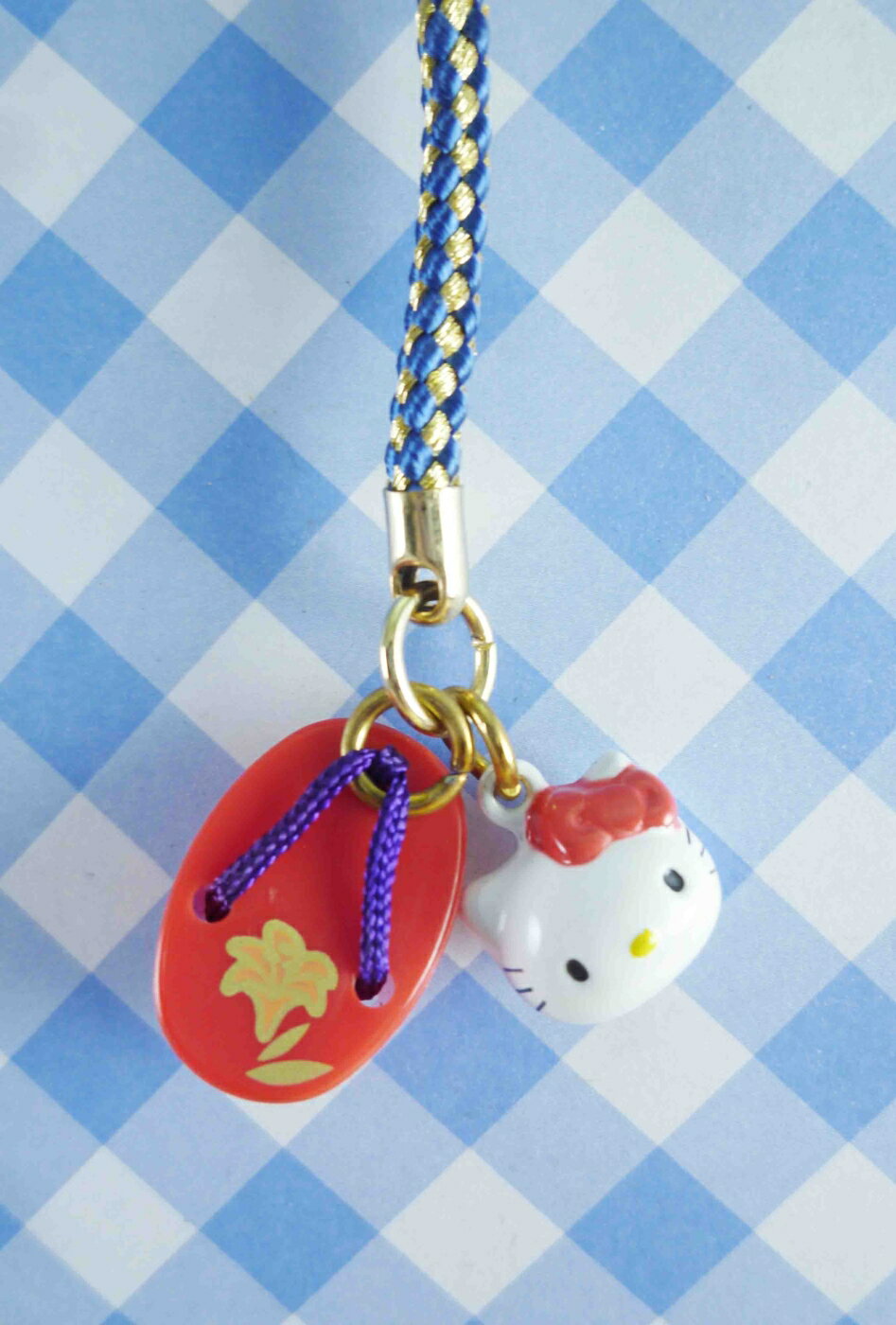 【震撼精品百貨】Hello Kitty 凱蒂貓 KITTY手機吊飾-和風系列-木屐鈴鐺-純潔 震撼日式精品百貨