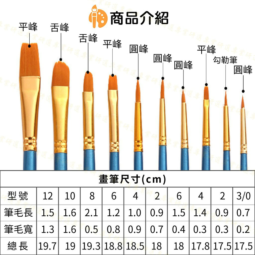 【台灣現貨  】水彩筆 畫筆 彩繪筆 10種規格 毛質柔韌 吸附性好 握感舒適 堅固耐用 3色任選 4