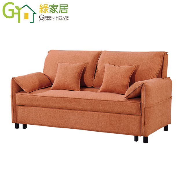 【綠家居】邁可5尺寬版棉麻布前拉式沙發床(二色系可選＋前拉式機能設計)