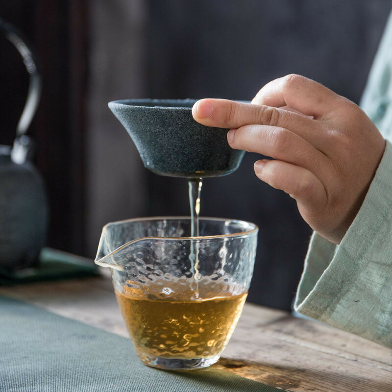 氧化鋁礦石茶濾玻璃無孔茶漏器套裝茶葉過濾器公道杯創意網濾茶具