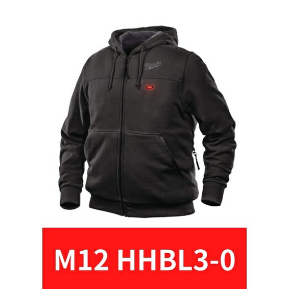 Milwaukee美沃奇M12 HHBL3-0發熱外套 12V鋰電發熱連帽休閒帽T外套（黑）發熱外套 發熱功能 保暖外套