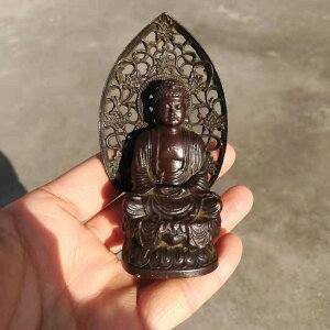 藏傳小號老銅佛純銅老紫銅釋迦牟尼阿彌陀佛佛像擺件居家用品收藏