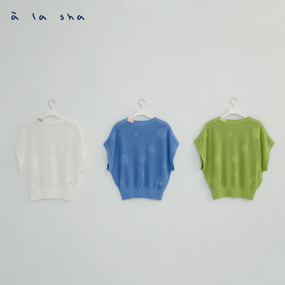 a la sha LOGO圓點洞洞針織上衣 4