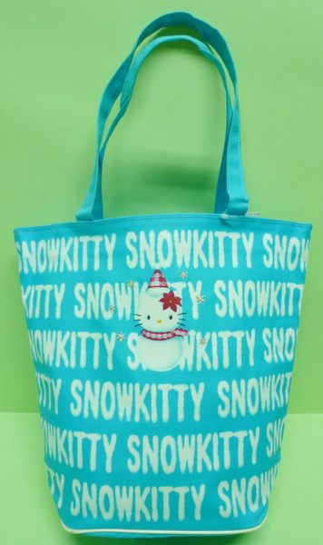【震撼精品百貨】Hello Kitty 凱蒂貓 手提袋肩背包 藍底白英文字母雪人 震撼日式精品百貨