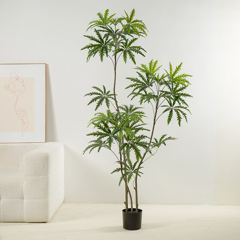 快速出貨 公司貨 模擬綠植高階感孔雀木家居室內裝飾落地擺件植物盆栽櫥窗假樹植物