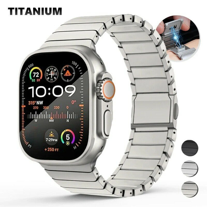 高品質純鈦錶帶 適用男生商務手錶 Apple Watch Ultra 2 49mm 磁吸扣 42 45mm