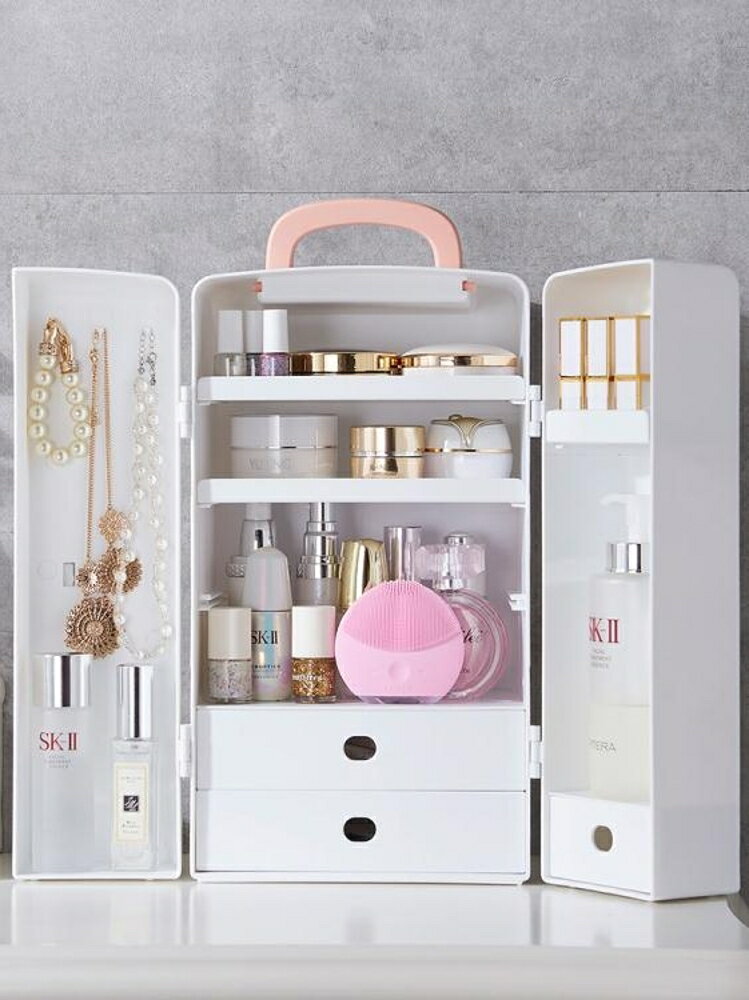 網紅宿舍化妝品收納盒學生桌面梳妝臺護膚品神器女寢室口紅置物架歐歐流行館