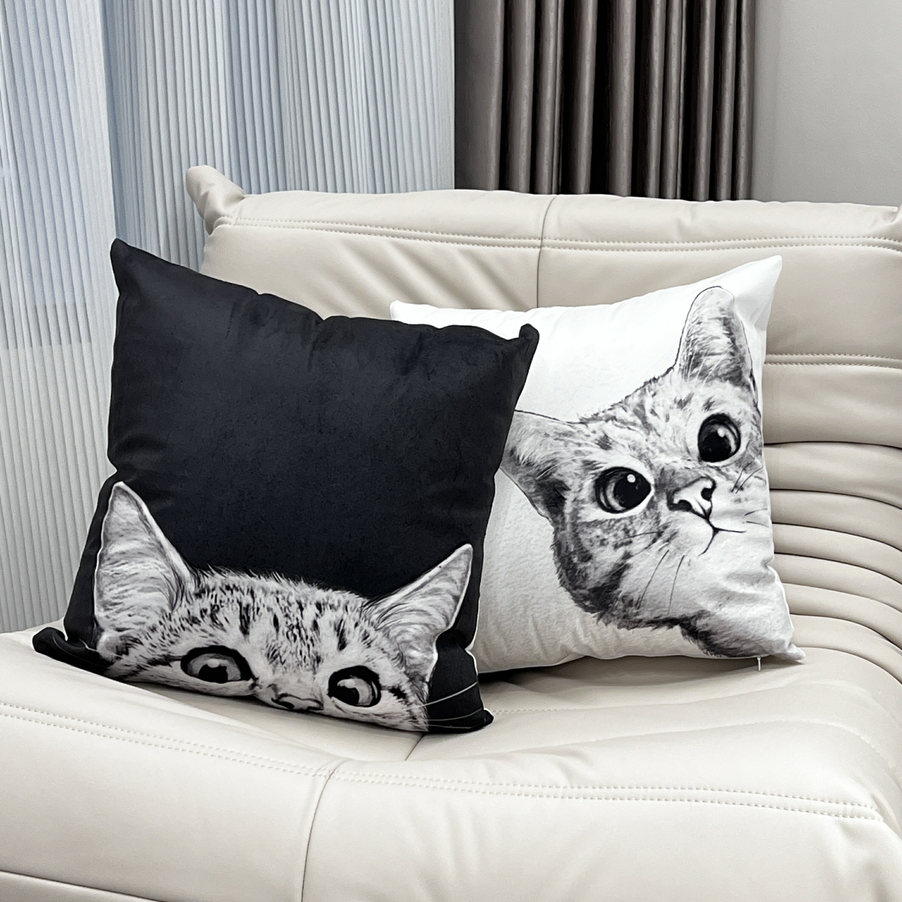 可愛貓咪抱枕 北歐ins靠墊客廳沙發腰枕靠背墊床頭靠枕套女生禮物