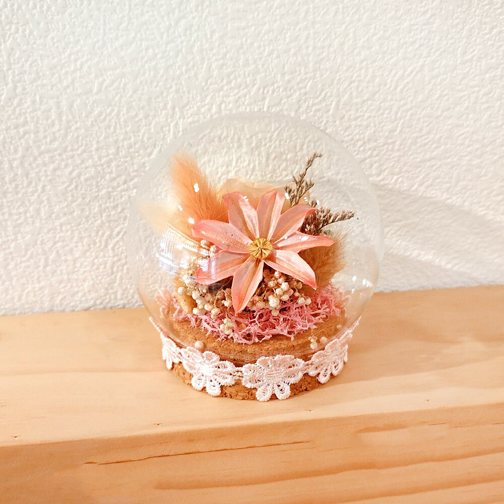 萩蒔花花藝x覓品竹北手作店-乾燥花x永生花創作圓形玻璃花盅-溫柔粉玫瑰 1
