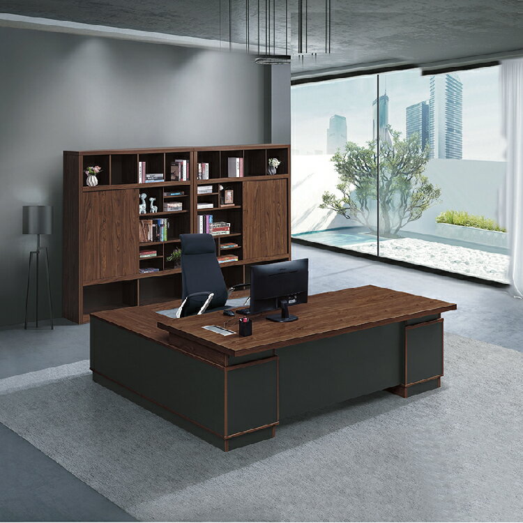 【 IS空間美學 】布萊恩6.5尺胡桃雙色主管桌整組(2023B-126-1) 辦公桌/電腦桌/會議桌