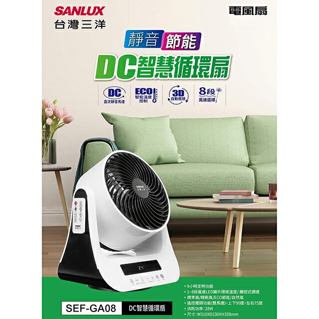 台灣三洋  SEF-GA08  DC智慧8吋循環扇 1